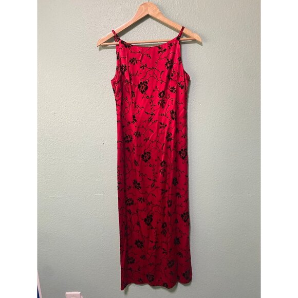 Vintage All That Jazz Women's Y2K 2000s 90s Red & Balck Floral Long Dress 5/6 - Picture 1 of 10